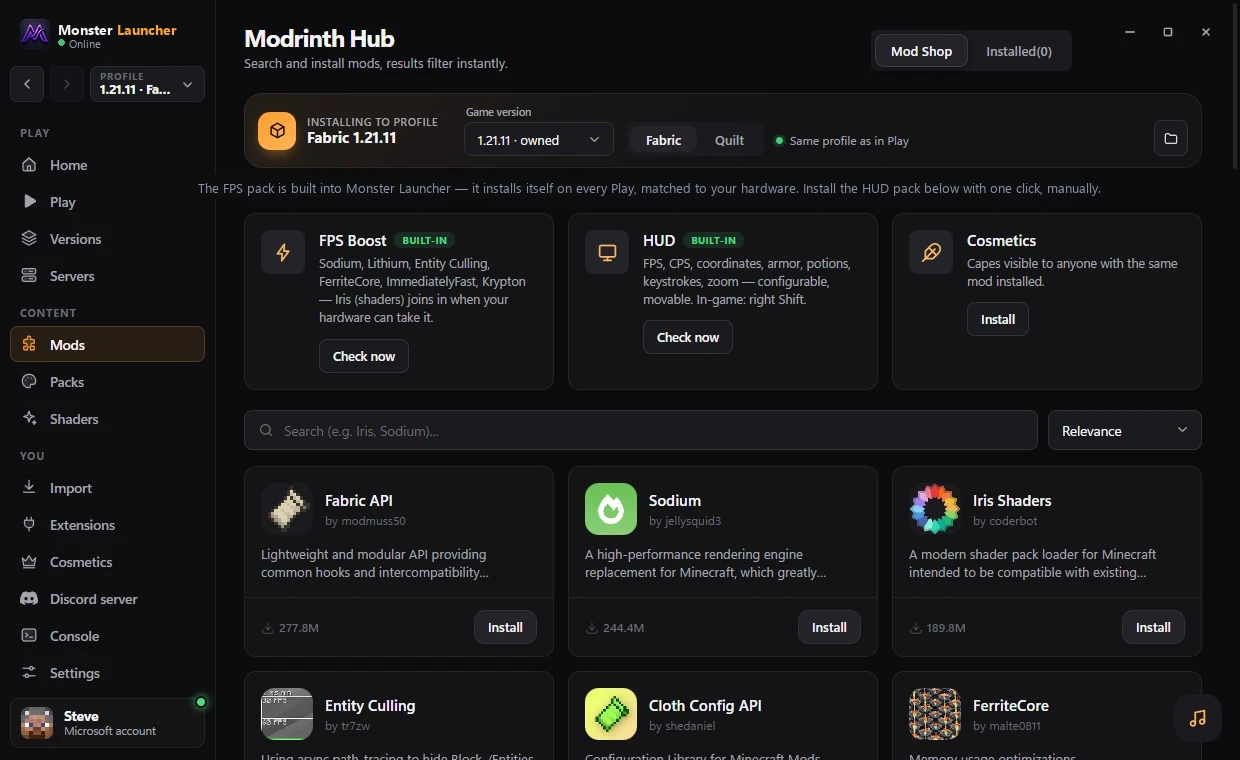 Monster Launcher — Mods
